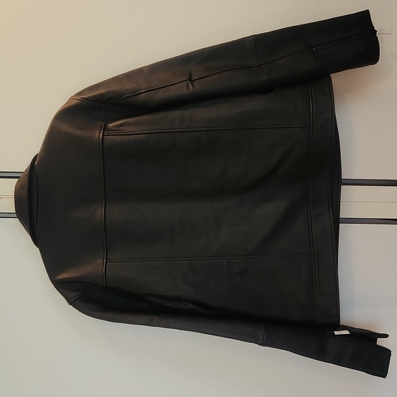 Ted Baker Carve Leather Biker Jacket in black Ted's size 6- US XXL new no tag - Picture 10 of 17